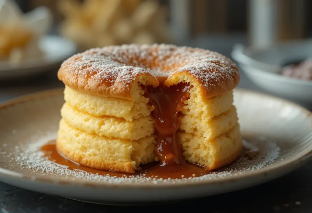 A perfectly risen soufflé illustrating the secret to a good soufflé, golden brown and light as air.