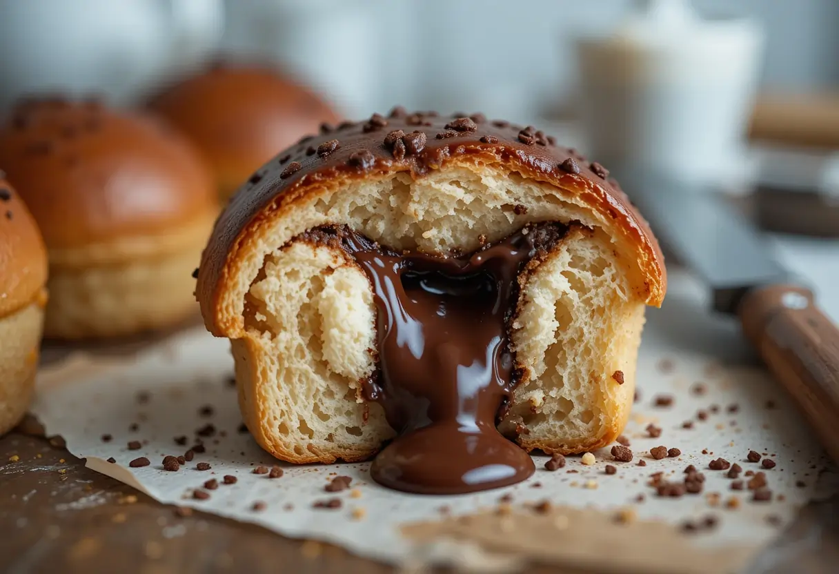 chocolate-filled bun with gooey melted center